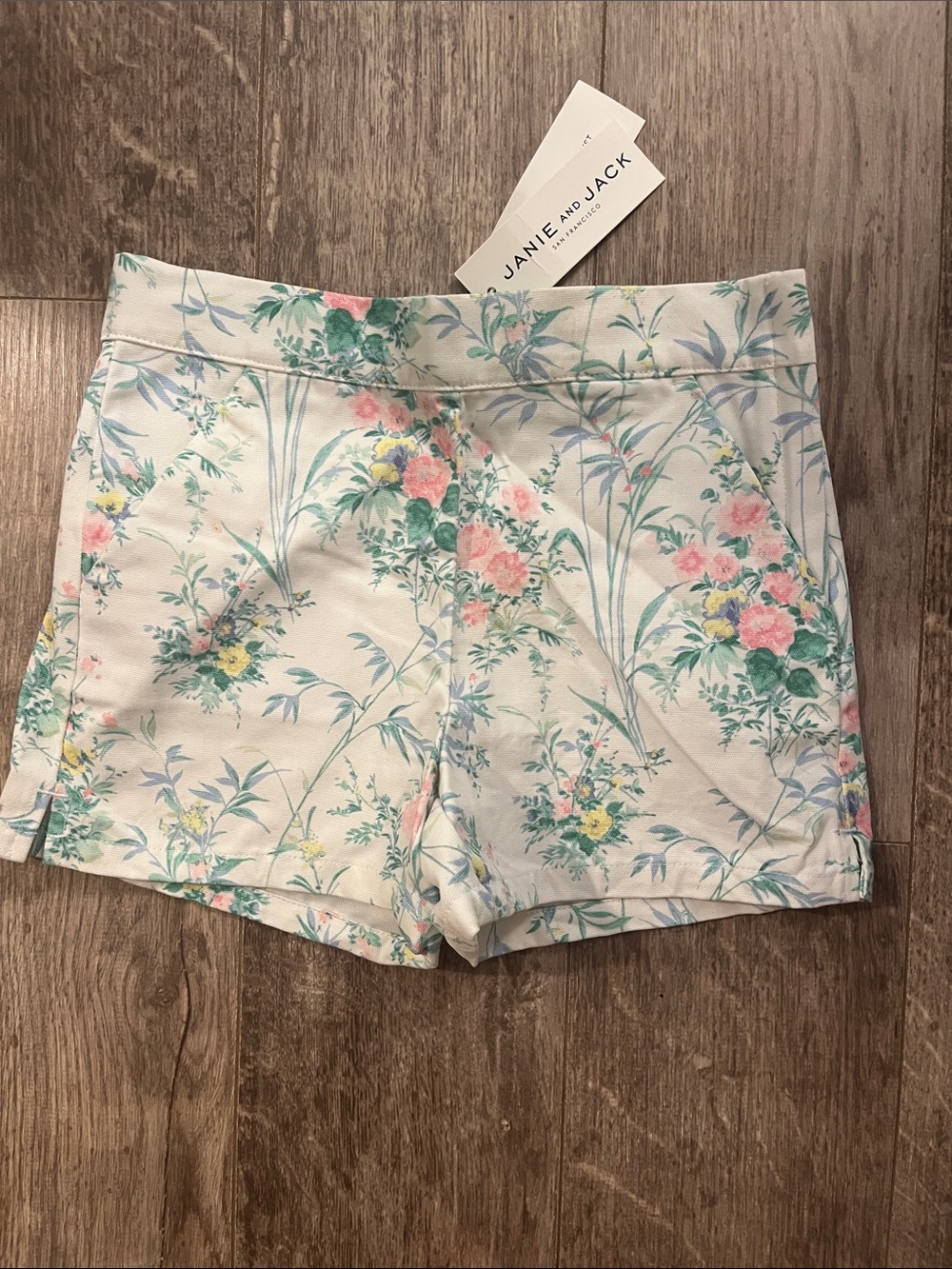 Janie and Jack White High-Waist Floral Print Girls' Shorts Size 6 NWT